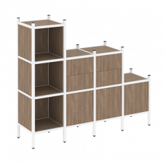 Loft Прямой стеллаж наборный VR.L-17 Дуб аризона/Белый металл 1278*446*1458