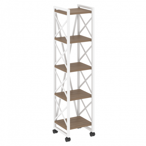 Loft Стеллаж на колесных опорах-5 полок VR.L-MST.K-5.4 Дуб аризона/Белый металл 400*400*1704