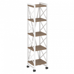 Loft Стеллаж на колесных опорах-5 полок VR.L-MST.K-5.4 Дуб аризона/Белый металл 400*400*1704