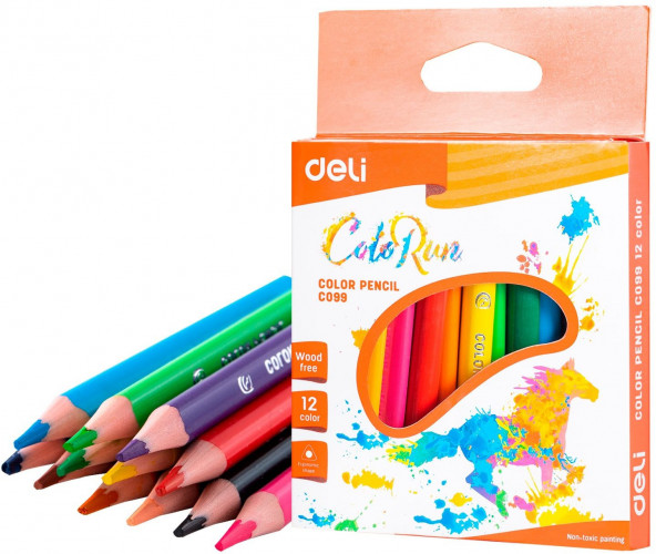 Карандаши цв. Deli EC09900 ColoRun трехгран. пластик 12цв. коробка/европод. (12шт)