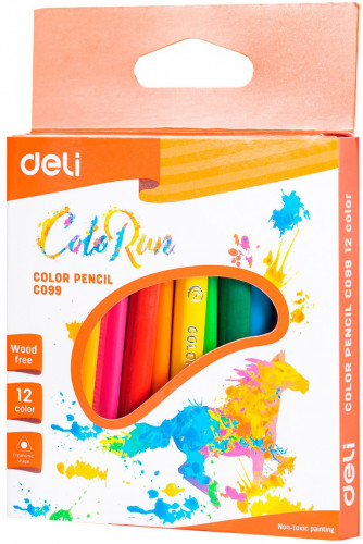 Карандаши цв. Deli EC09900 ColoRun трехгран. пластик 12цв. коробка/европод. (12шт)