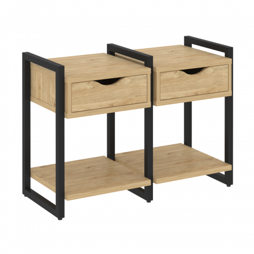 Loft Тумба на регулируемых опорах наборная. Вариант №1 VR.L-TN-1.O Тиквуд светлый/Чёрный металл 970*460*719