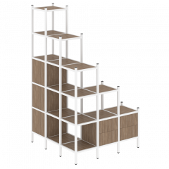 Loft Угловой внешний стеллаж наборный VR.L-59 Дуб аризона/Белый металл 1278*1278*2280