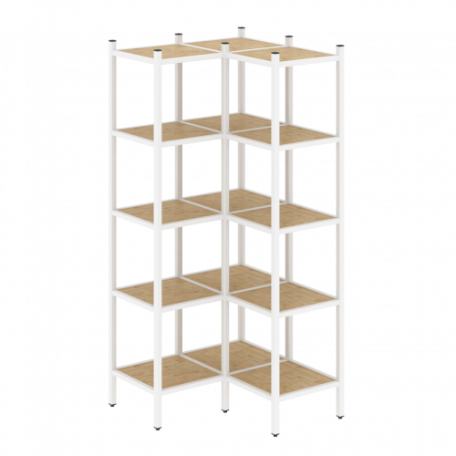 Loft Угловой внутренний стеллаж наборный VR.L-32 Тиквуд светлый/Белый металл 862*862*1869