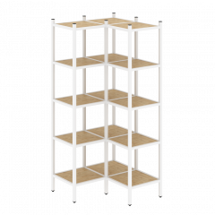 Loft Угловой внутренний стеллаж наборный VR.L-32 Тиквуд светлый/Белый металл 862*862*1869