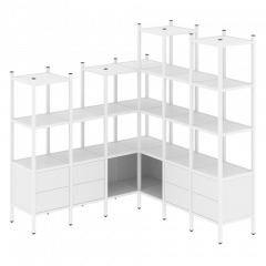 Loft Угловой внутренний стеллаж наборный VR.L-41 Белый бриллиант/Белый металл 1694*1694*1869