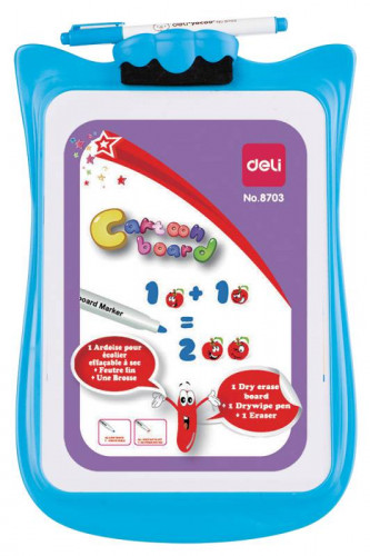 Доска маркерная Deli E8703 лак белый 20.6x30.3см пластик рама двухсторонняя маркер/стиратель