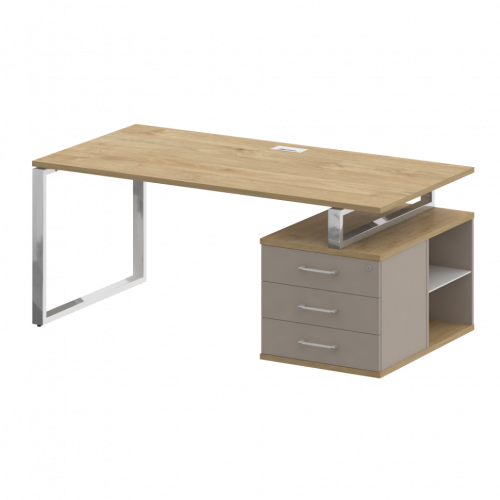 Shift Стол руководителя с опорной тумбой, правый SK.SRT-180 (R) Тиквуд светлый/Капучино 1800*904*753