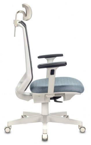 Кресло руководителя Бюрократ EXPERT серый сиденье голубой 38-405 сетка/ткань с подголов. крестов. пластик пластик белый