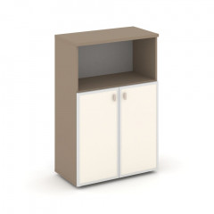 Estetica Шкаф сред. широкий (2 низ. фасада стекло лакобель в раме) ES.ST-2.2R I Латте/Лакобель ivory 800*420*1207