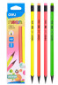 Набор карандашей ч/г Deli EU54600 Neon HB трехгран. пластик ассорти кор.европод. (12шт) ластик