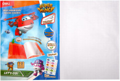 Пленка Deli EZ75012 Super Wings для книги с липк.сл. (набор 10шт) ПП гладкая прозр. 450х300мм