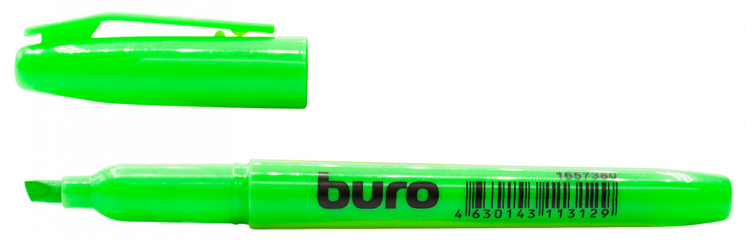 Текстовыделитель Buro Base скошенный пиш. наконечник 1-4мм зеленый коробка