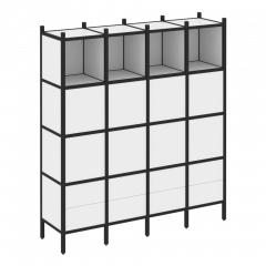 Loft Прямой стеллаж наборный VR.L-09 Белый бриллиант/Чёрный металл 1694*446*1869