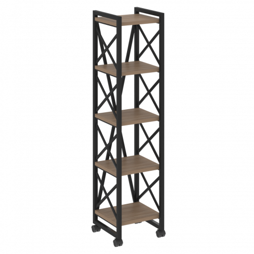 Loft Стеллаж на колесных опорах-5 полок VR.L-MST.K-5.4 Дуб аризона/Чёрный металл 400*400*1704