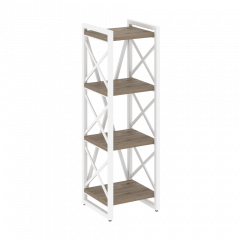 Loft Стеллаж на регулируемых опорах-4 полки VR.L-MST.O-4.4 Тиквуд тёмный/Белый металл 400*400*1280