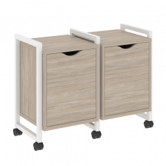 Loft Тумба на колесных опорах наборная. Вариант №2 VR.L-TN-2.K Дуб аттик/Белый металл 970*460*767