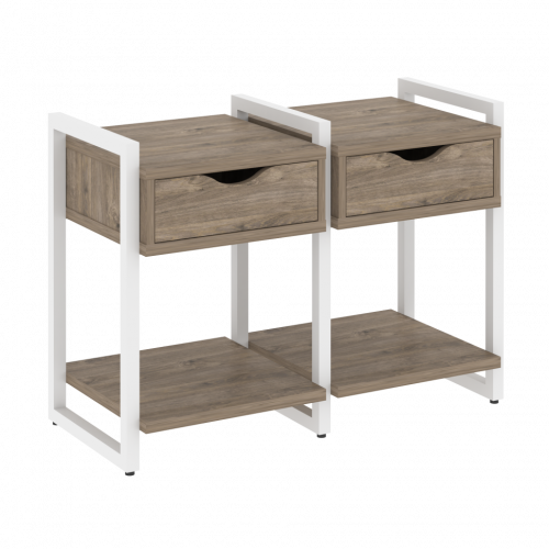 Loft Тумба на регулируемых опорах наборная. Вариант №1 VR.L-TN-1.O Тиквуд тёмный/Белый металл 970*460*719