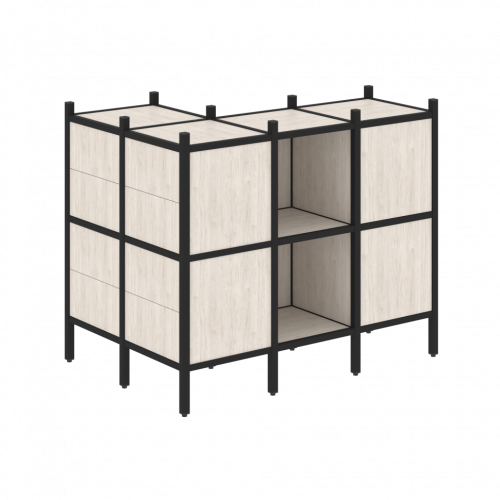 Loft Угловой внешний стеллаж наборный VR.L-51 Денвер светлый/Чёрный металл 862*1278*1047