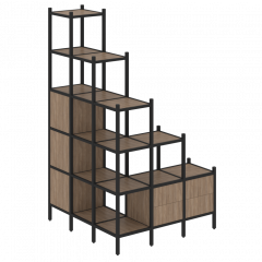 Loft Угловой внешний стеллаж наборный VR.L-59 Дуб аризона/Чёрный металл 1278*1278*2280