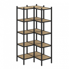 Loft Угловой внутренний стеллаж наборный VR.L-32 Тиквуд светлый/Чёрный металл 862*862*1869