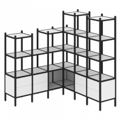 Loft Угловой внутренний стеллаж наборный VR.L-41 Белый бриллиант/Чёрный металл 1694*1694*1869