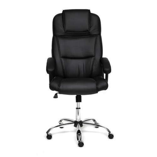 Кресло BERGAMO (хром), кож/зам, черный, 36-6
