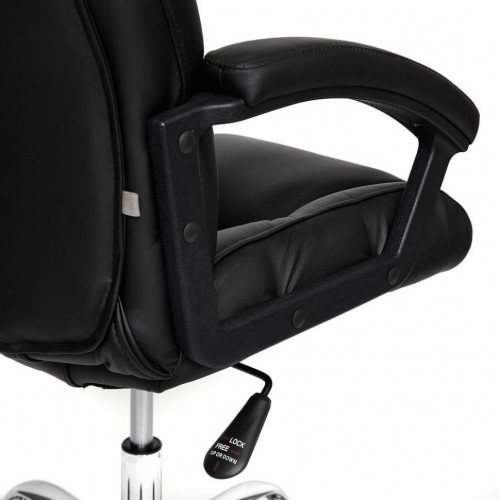 Кресло BERGAMO (хром), кож/зам, черный, 36-6