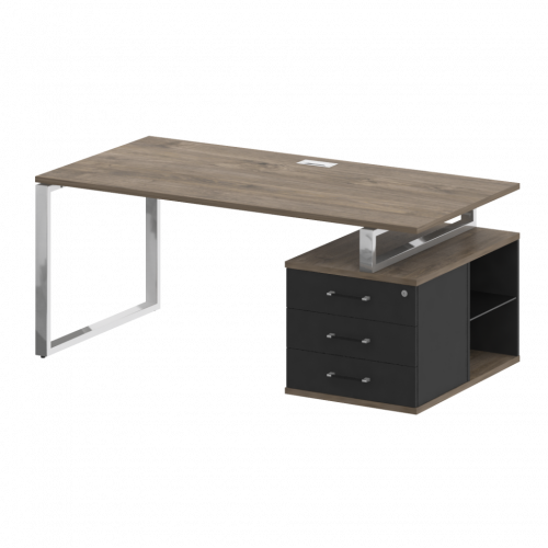 Shift Стол руководителя с опорной тумбой, правый SK.SRT-180 (R) Тиквуд тёмный/Антрацит 1800*904*753