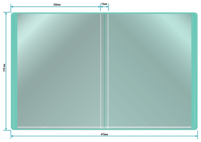 Папка с 20 прозр.вклад. Бюрократ Pastel PAST20GRN A4 пластик 0.5мм торц.карм с бум. встав мятный