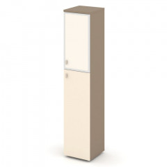 Estetica Шкаф высокий узкий прав. (1 сред. фасад ЛДСП+1 низ. фасад стекло лакобель в раме) ES.SU-1.7R (R) I Латте/Сатин/Лакобель ivory 400*420*1977