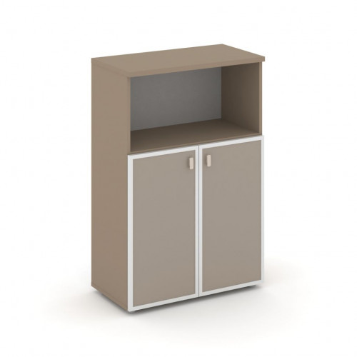 Estetica Шкаф сред. широкий (2 низ. фасада стекло лакобель в раме) ES.ST-2.2R U Латте/Лакобель umbra 800*420*1207