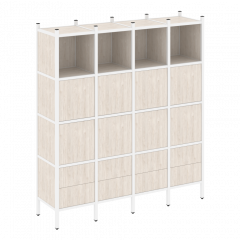 Loft Прямой стеллаж наборный VR.L-09 Денвер светлый/Белый металл 1694*446*1869