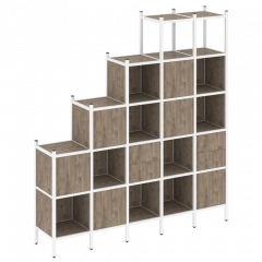 Loft Прямой стеллаж наборный VR.L-25 Тиквуд тёмный/Белый металл 2110*446*2280