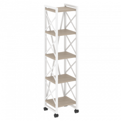 Loft Стеллаж на колесных опорах-5 полок VR.L-MST.K-5.4 Дуб аттик/Белый металл 400*400*1704
