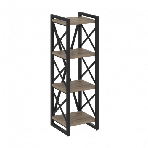 Loft Стеллаж на регулируемых опорах-4 полки VR.L-MST.O-4.4 Тиквуд тёмный/Чёрный металл 400*400*1280