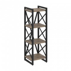 Loft Стеллаж на регулируемых опорах-4 полки VR.L-MST.O-4.4 Тиквуд тёмный/Чёрный металл 400*400*1280