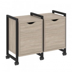 Loft Тумба на колесных опорах наборная. Вариант №2 VR.L-TN-2.K Дуб аттик/Чёрный металл 970*460*767