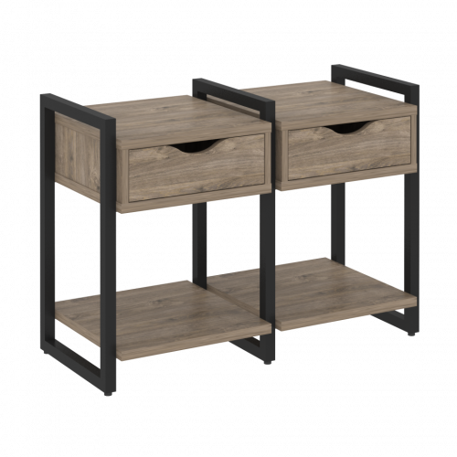 Loft Тумба на регулируемых опорах наборная. Вариант №1 VR.L-TN-1.O Тиквуд тёмный/Чёрный металл 970*460*719