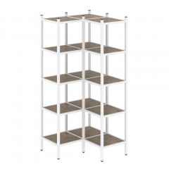 Loft Угловой внутренний стеллаж наборный VR.L-32 Тиквуд тёмный/Белый металл 862*862*1869