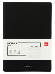 Блокнот Deli EN128LGREY A5 210х143мм искусст. кожа 96л линейка мягкая обложка черный