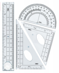 Набор линеек Deli E9597 прозрачный компл.:лин.15см./треуг.2шт./трансп.