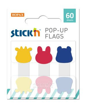 Закладки самокл. пластиковые Stick`n 26090 3цв.в упак. 20лист животные