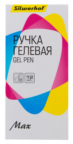 Ручка гелев. Silwerhof Max d=0.5мм син. черн. кор.карт. сменный стержень линия 0.3мм резин. манжета