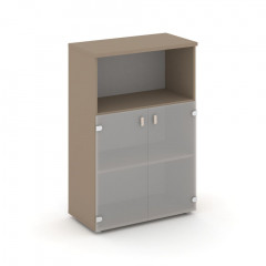 Estetica Шкаф сред. широкий (2 низ. фасада стекло) ES.ST-2.2 Латте/Сатин матовый 800*420*1207