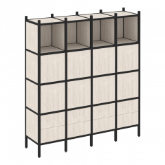 Loft Прямой стеллаж наборный VR.L-09 Денвер светлый/Чёрный металл 1694*446*1869