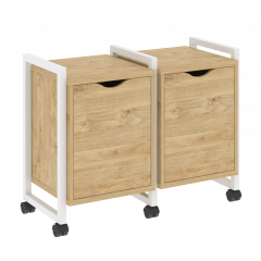 Loft Тумба на колесных опорах наборная. Вариант №2 VR.L-TN-2.K Тиквуд светлый/Белый металл 970*460*767