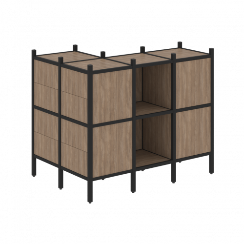 Loft Угловой внешний стеллаж наборный VR.L-51 Дуб аризона/Чёрный металл 862*1278*1047