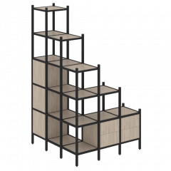 Loft Угловой внешний стеллаж наборный VR.L-59 Дуб аттик/Чёрный металл 1278*1278*2280