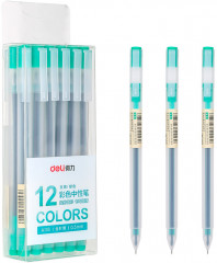 Ручка гелев. Deli A119-GN прозрачный зел. черн. линия 0.5мм